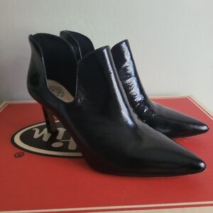 Vince Camuto Black Patent Leather Ankle Botties Sz 8 Maleficent Withcy Halloween